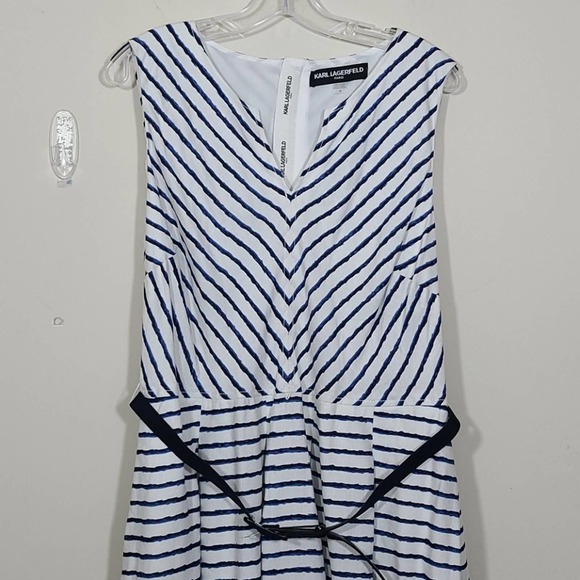 Karl Lagerfeld Paris Linen Blend Belted Dress - Picture 2 of 10